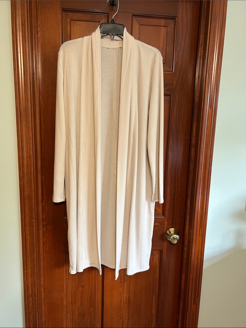 Open-Front Long Cream Cardigan for Women